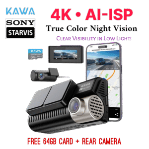 Dash Cam KAWA 4K  D11 -  Free 64GB Card + Rear Camera