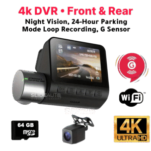 4k DVR DashCam , Car Recorder Front & Rear 4K+1080P, free 64GB