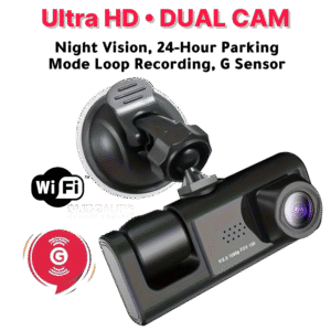 Dual Channels Ultra Full HD Dash Cam, G-Sensor, WiFi, Free 32GB SD Card